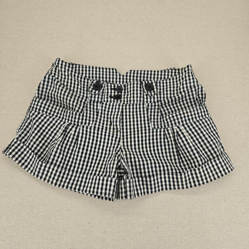 Primark Denim Co Gingham Shorts Black White Plaid Cuffed Retro Size 8 Flaw
